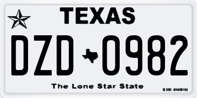 TX license plate DZD0982