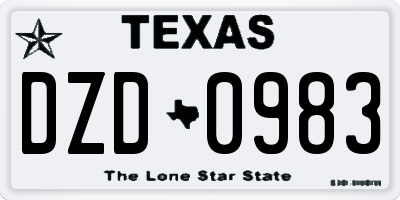 TX license plate DZD0983