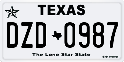 TX license plate DZD0987