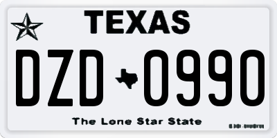 TX license plate DZD0990