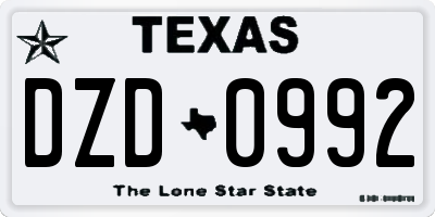 TX license plate DZD0992