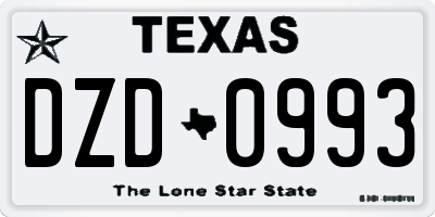 TX license plate DZD0993