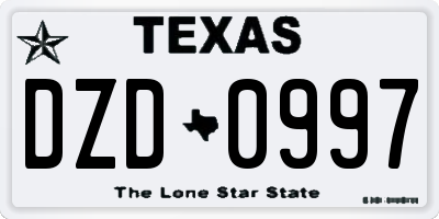 TX license plate DZD0997