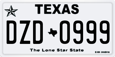 TX license plate DZD0999