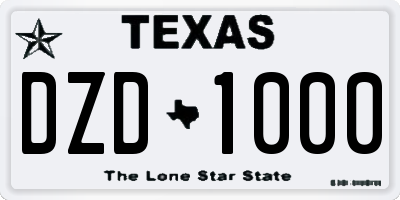 TX license plate DZD1000