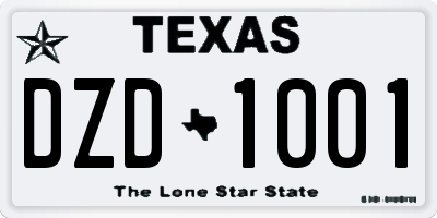 TX license plate DZD1001