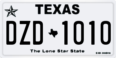 TX license plate DZD1010