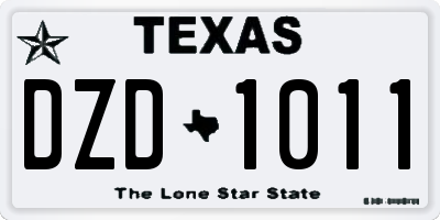 TX license plate DZD1011