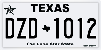 TX license plate DZD1012