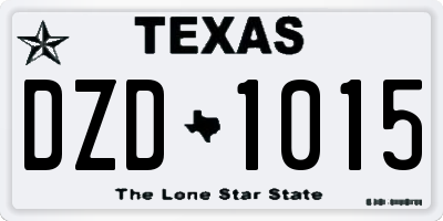 TX license plate DZD1015