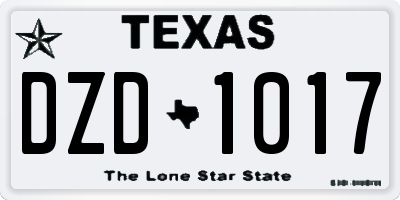 TX license plate DZD1017