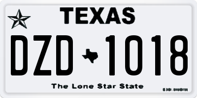 TX license plate DZD1018