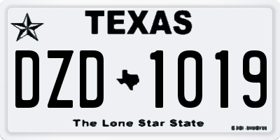TX license plate DZD1019