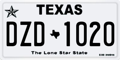 TX license plate DZD1020