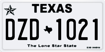 TX license plate DZD1021