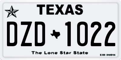 TX license plate DZD1022
