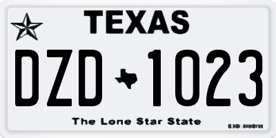 TX license plate DZD1023