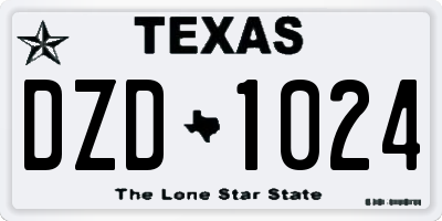 TX license plate DZD1024