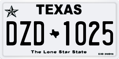 TX license plate DZD1025