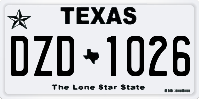 TX license plate DZD1026