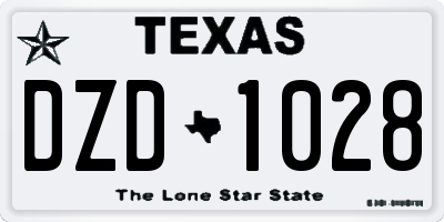 TX license plate DZD1028