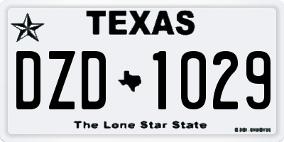 TX license plate DZD1029