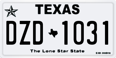 TX license plate DZD1031