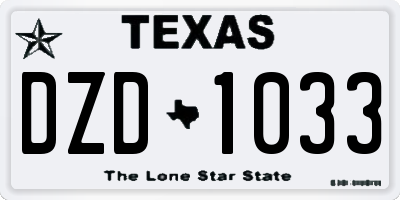 TX license plate DZD1033