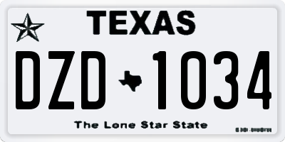 TX license plate DZD1034