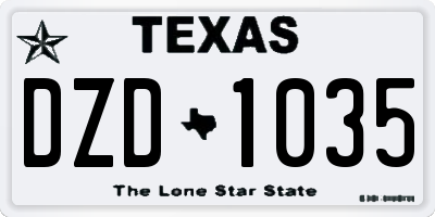TX license plate DZD1035