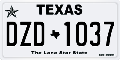 TX license plate DZD1037
