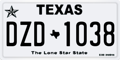 TX license plate DZD1038