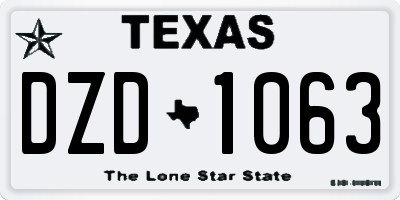 TX license plate DZD1063