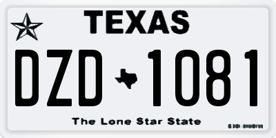 TX license plate DZD1081