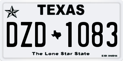 TX license plate DZD1083