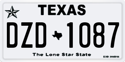 TX license plate DZD1087