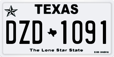 TX license plate DZD1091