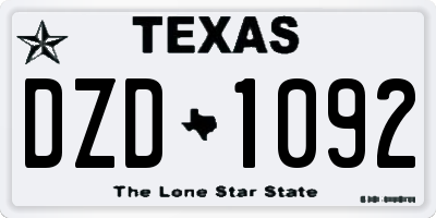 TX license plate DZD1092