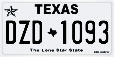TX license plate DZD1093