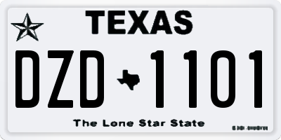 TX license plate DZD1101
