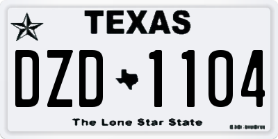 TX license plate DZD1104