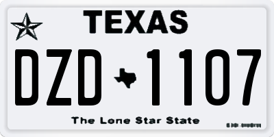 TX license plate DZD1107