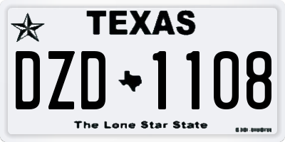 TX license plate DZD1108