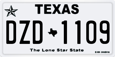 TX license plate DZD1109