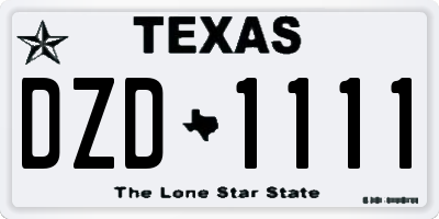 TX license plate DZD1111