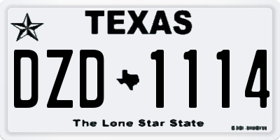 TX license plate DZD1114
