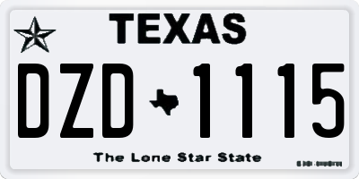 TX license plate DZD1115