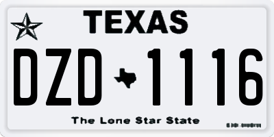 TX license plate DZD1116