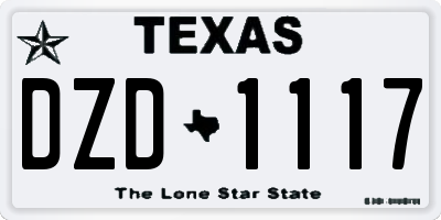 TX license plate DZD1117