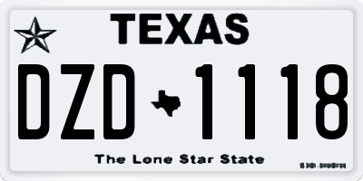 TX license plate DZD1118
